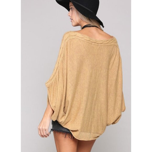 SOLD OUT Boho Cable Knit Kimono Sleeve Sweater Tunic Top - Picture 5 of 7
